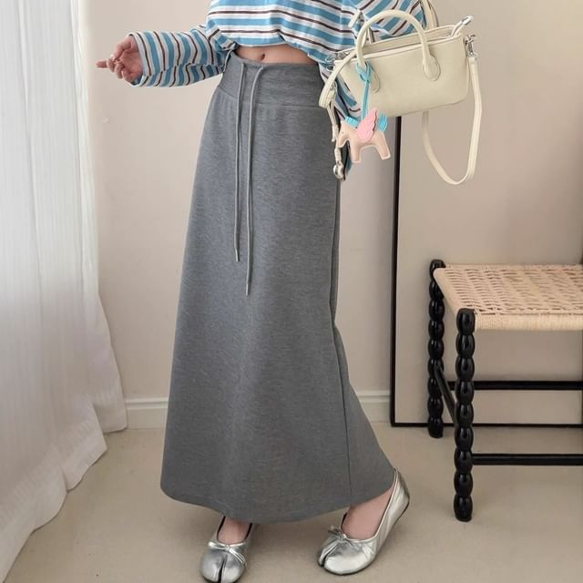 Drawstring Maxi A-Line Skirt - Altfashion Shop