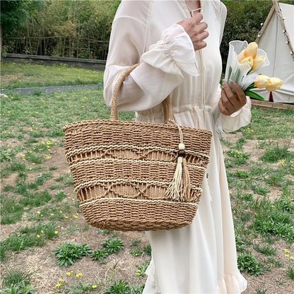 Woven Tasseled Tote Bag