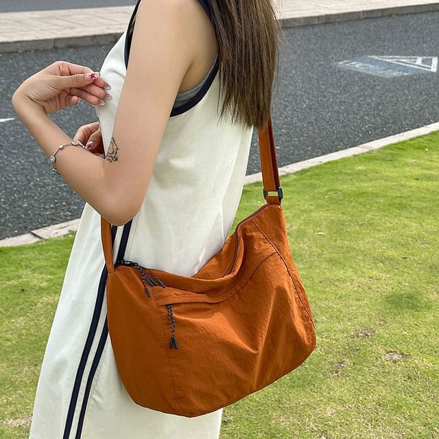 Nylon Plain Crossbody Bag