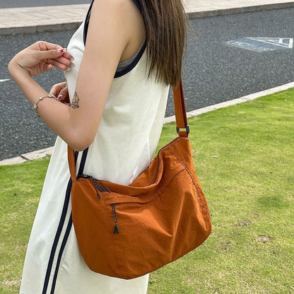 Nylon Plain Crossbody Bag