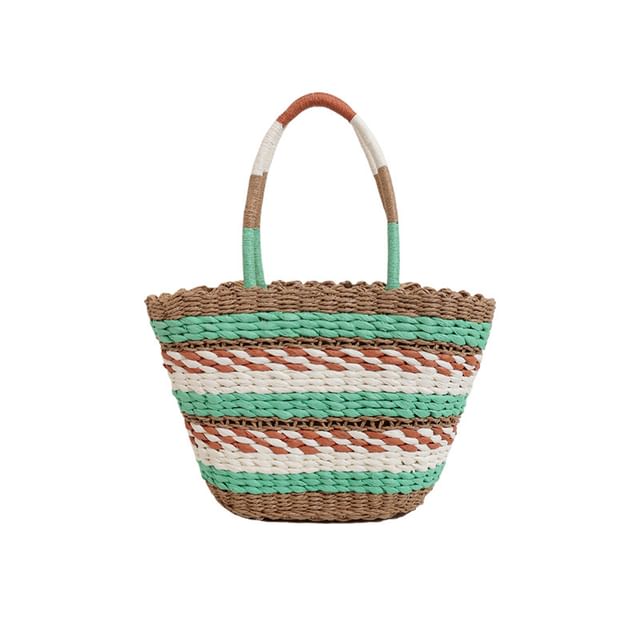 Striped Crochet Tote Bag