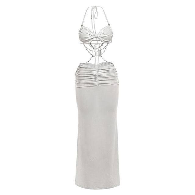 Halter Neck Bra Top and Maxi Pencil Skirt Set - Altfashion Shop