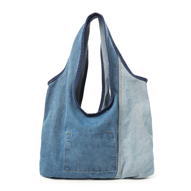 Color Panel Denim Tote