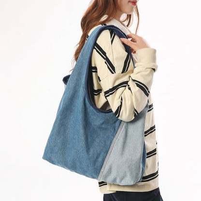 Color Panel Denim Tote