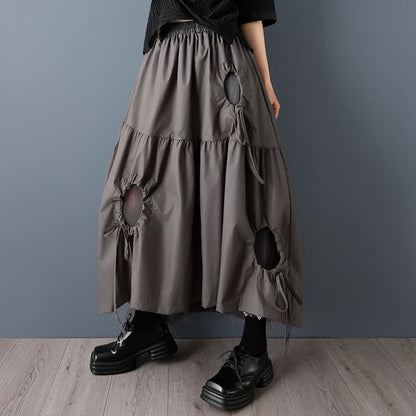 Cutout Midi A-Line Skirt - Altfashion Shop