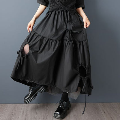 Cutout Midi A-Line Skirt - Altfashion Shop