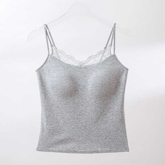 Lace Trimmed Camisole with Plain Design