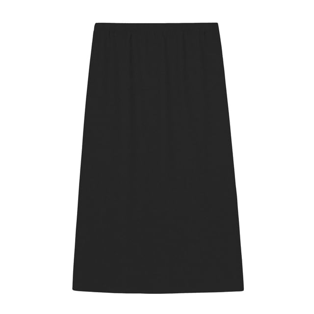 Black Mid Waist Plain Maxi Fitted Skirt - Altfashion Shop