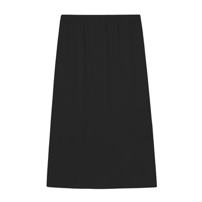 Black Mid Waist Plain Maxi Fitted Skirt - Altfashion Shop