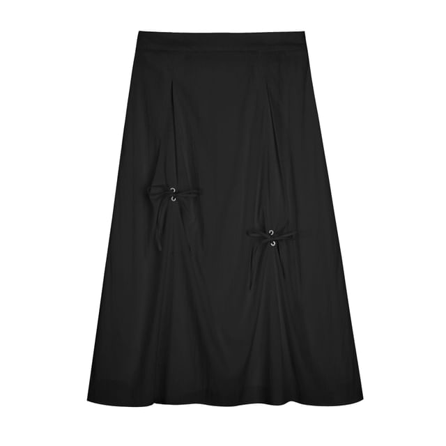 Black Mid-Rise A-Line Maxi Skirt - Altfashion Shop