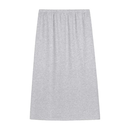 Black Mid Waist Plain Maxi Fitted Skirt - Altfashion Shop