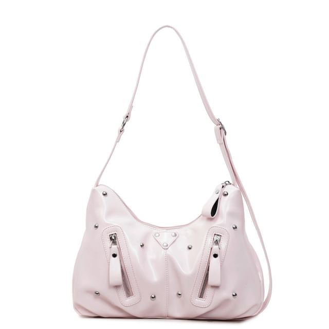 Studded Faux Leather Shoulder Bag
