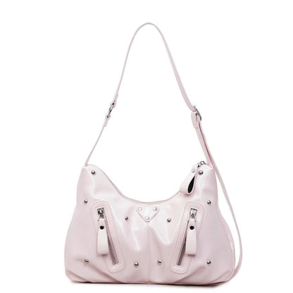 Studded Faux Leather Shoulder Bag