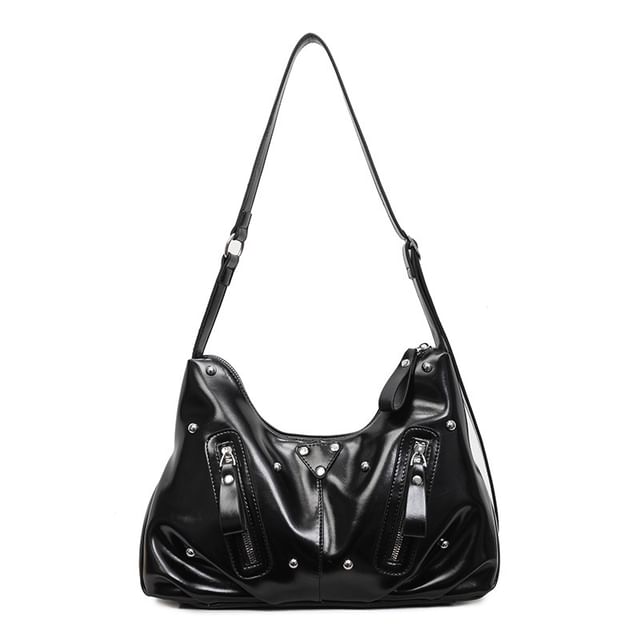 Studded Faux Leather Shoulder Bag