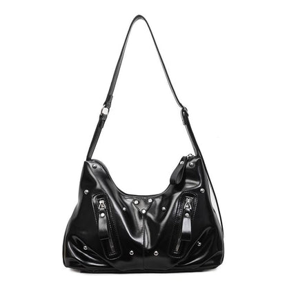 Studded Faux Leather Shoulder Bag
