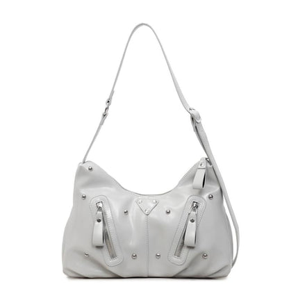 Studded Faux Leather Shoulder Bag