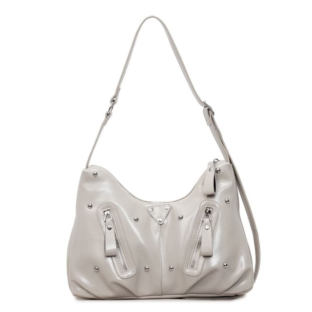 Studded Faux Leather Shoulder Bag