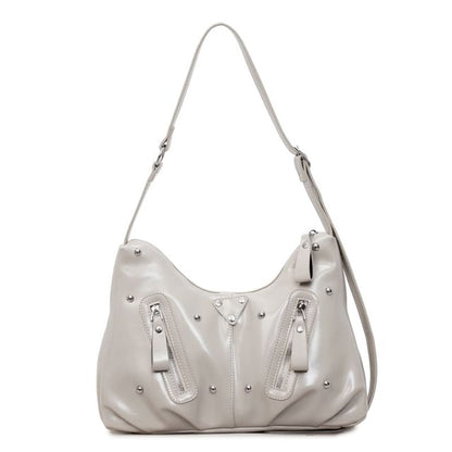 Studded Faux Leather Shoulder Bag