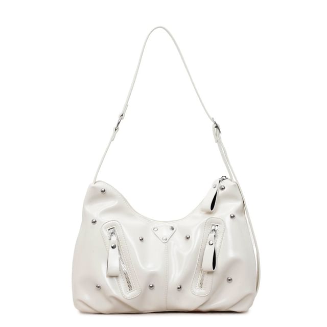 Studded Faux Leather Shoulder Bag