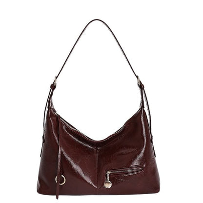 Zip Faux Leather Hobo Shoulder Bag