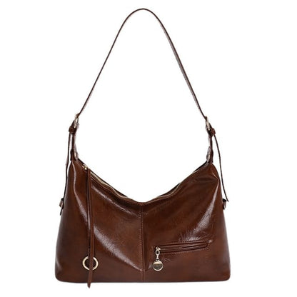 Zip Faux Leather Hobo Shoulder Bag