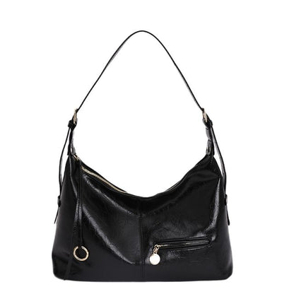 Zip Faux Leather Hobo Shoulder Bag