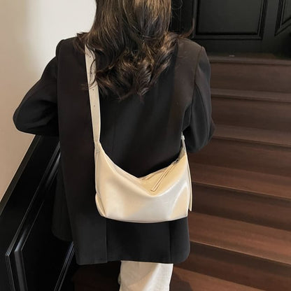 Zip Faux Leather Shoulder Bag