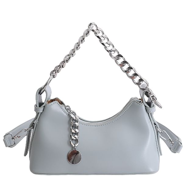 Chunky Chain Faux Leather Shoulder Bag