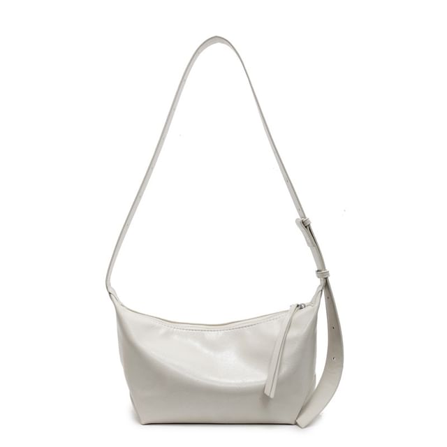 Zip Faux Leather Shoulder Bag