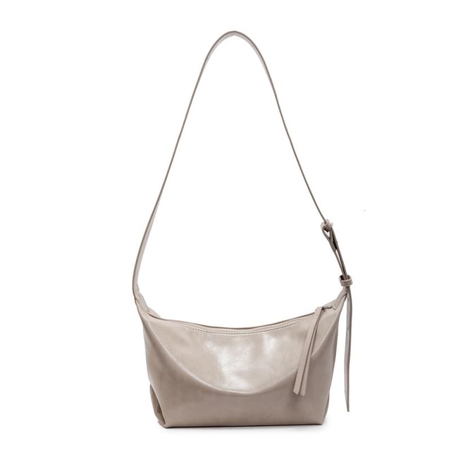 Zip Faux Leather Shoulder Bag