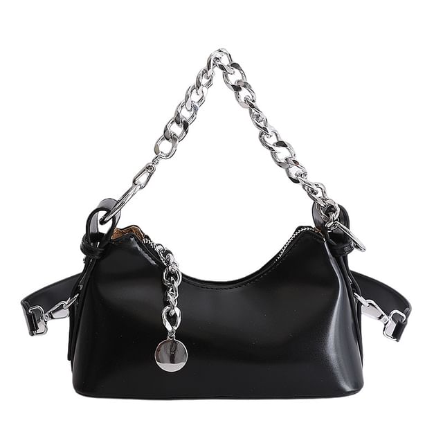 Chunky Chain Faux Leather Shoulder Bag