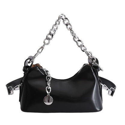 Chunky Chain Faux Leather Shoulder Bag