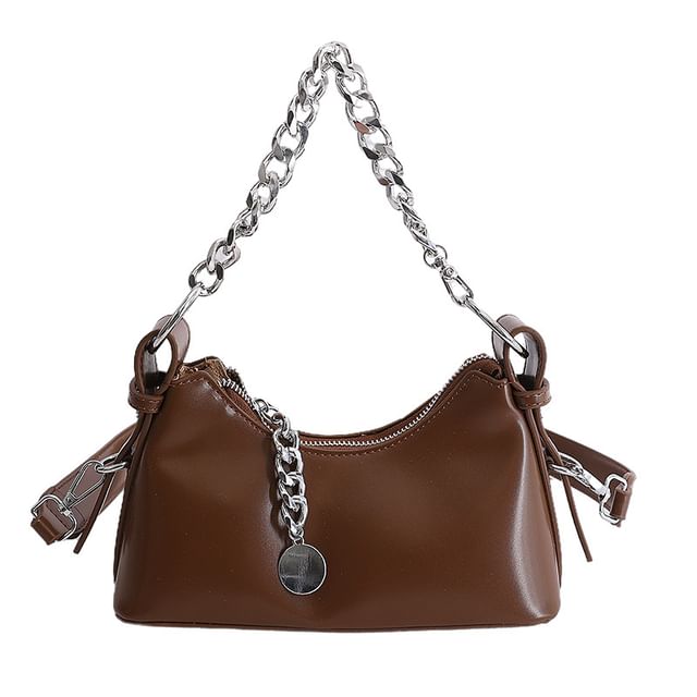 Chunky Chain Faux Leather Shoulder Bag