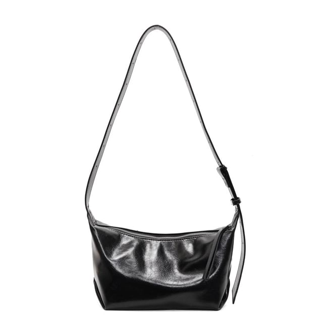 Zip Faux Leather Shoulder Bag