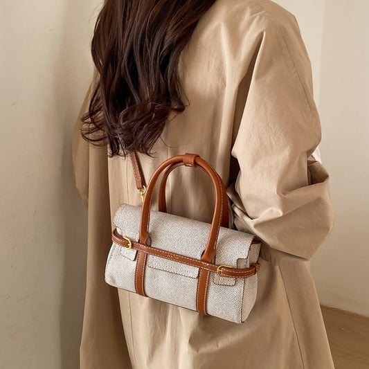 Top Handle Faux Leather Crossbody Bag