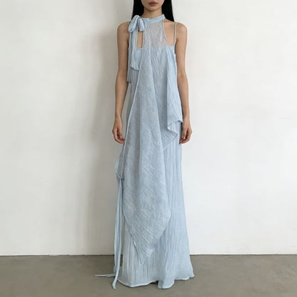 Sleeveless Layered Plain Maxi A-Line Dress
