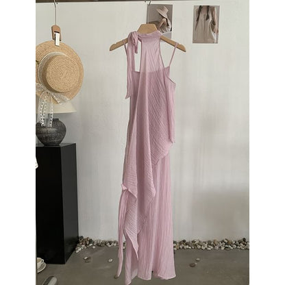 Sleeveless Layered Plain Maxi A-Line Dress