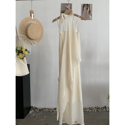 Sleeveless Layered Plain Maxi A-Line Dress