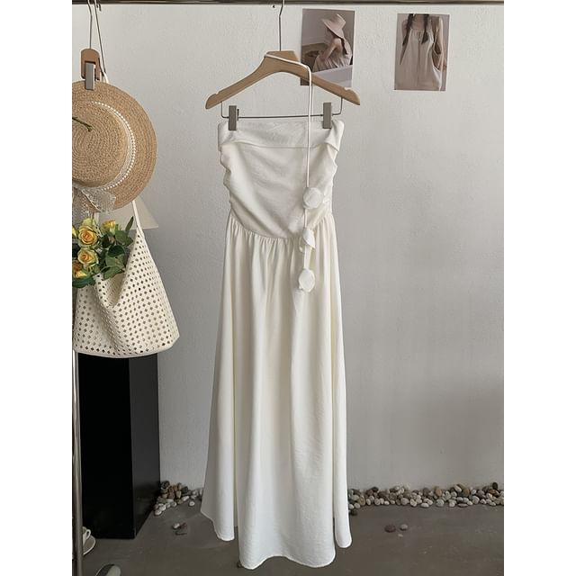 Strapless Plain Maxi A-Line Dress