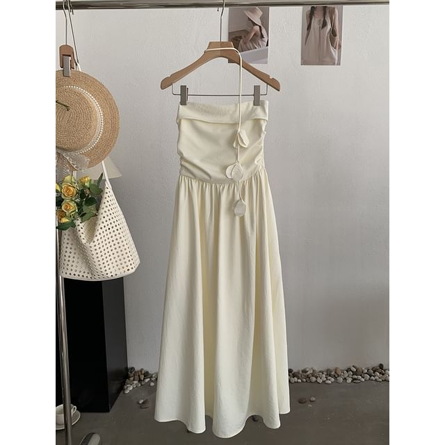 Strapless Plain Maxi A-Line Dress
