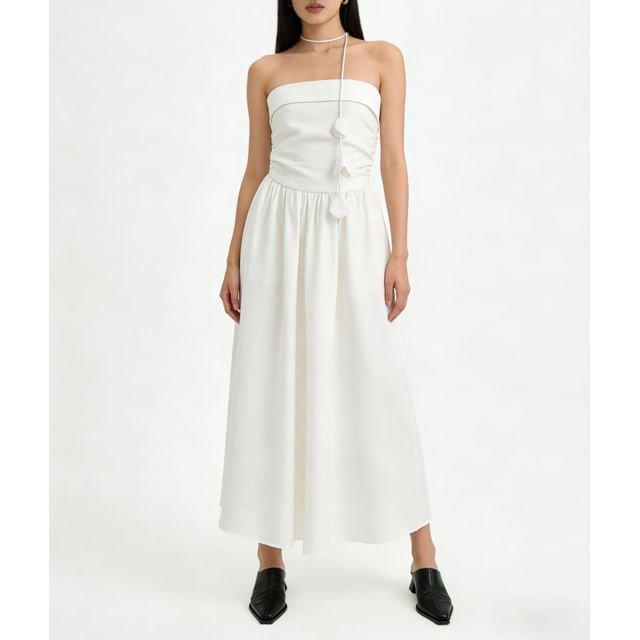 Strapless Plain Maxi A-Line Dress