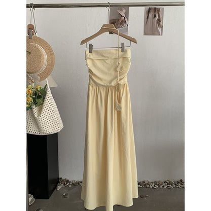 Strapless Plain Maxi A-Line Dress