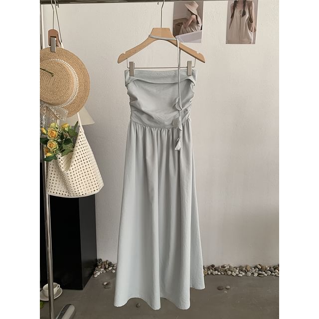 Strapless Plain Maxi A-Line Dress