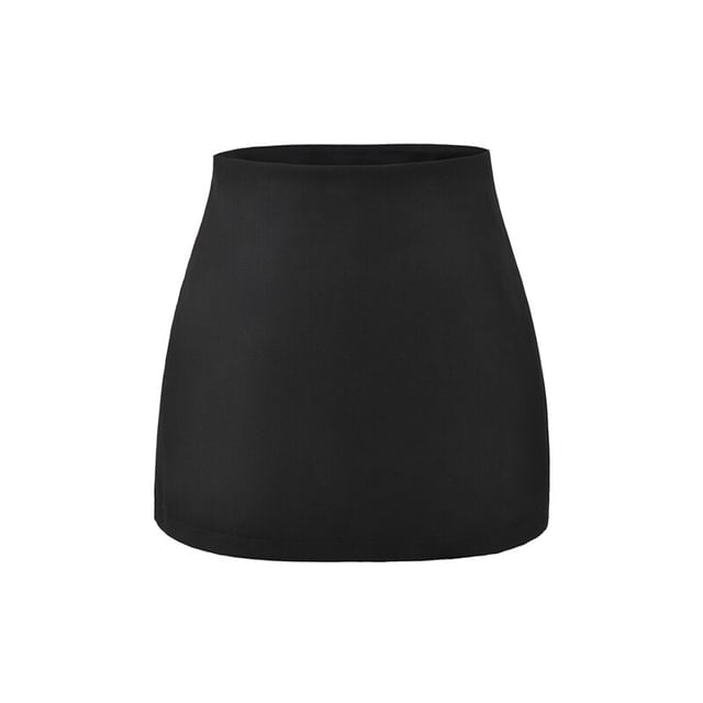 Black High Waist Plain Mini Pencil Skirt - Altfashion Shop