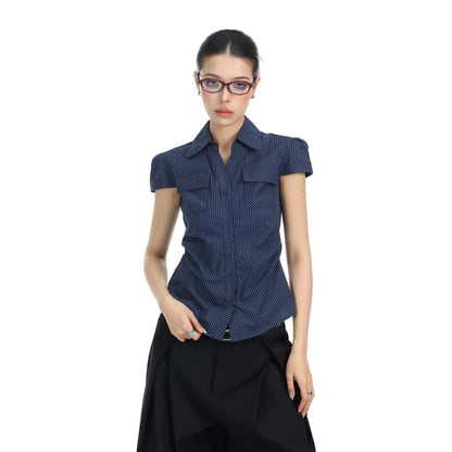 Short-Sleeve Striped Pocket Shirt