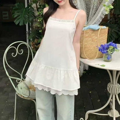 Ruffle Lace Trim Camisole Top