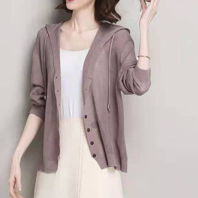 Plain Hooded Cardigan