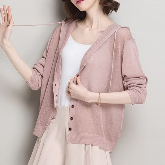 Plain Hooded Cardigan
