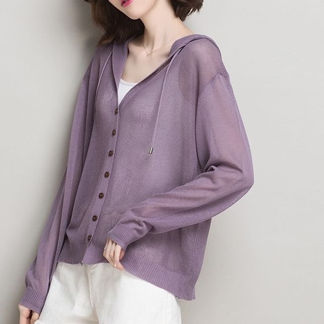 Plain Hooded Cardigan