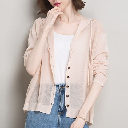 Plain Hooded Cardigan